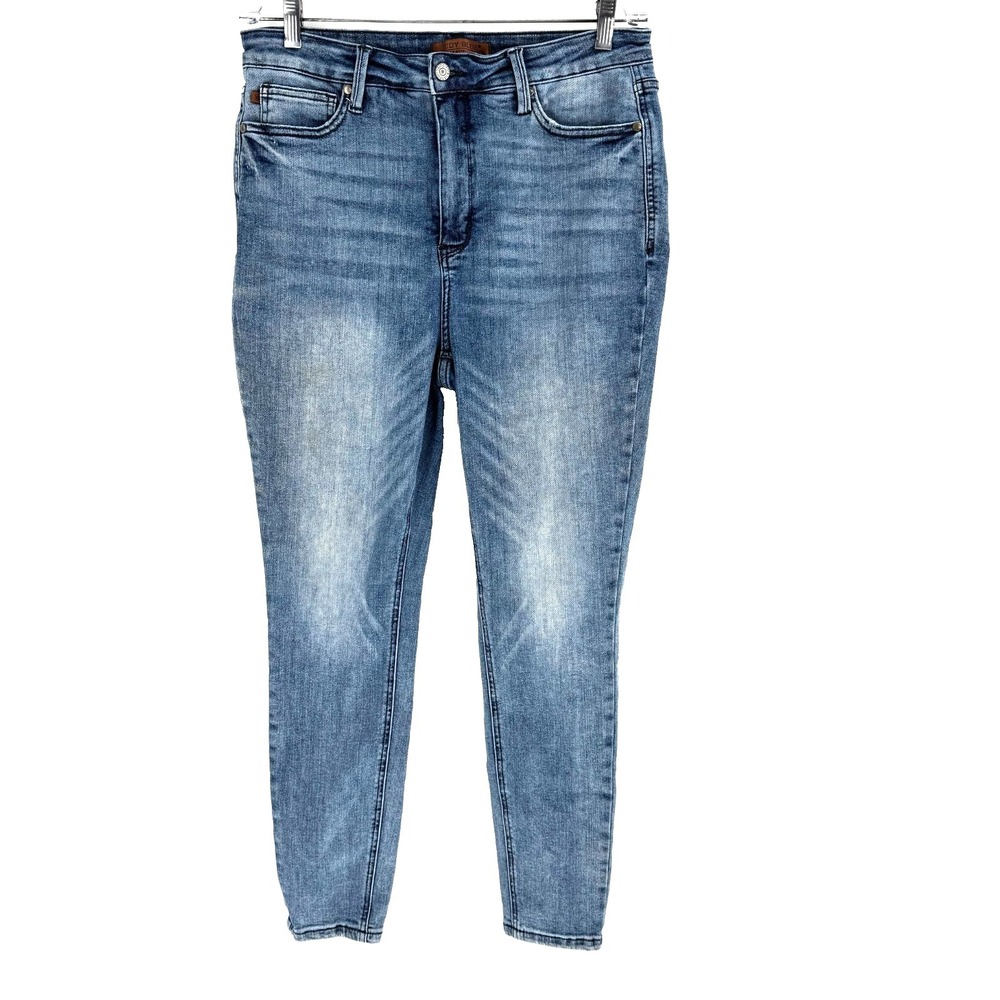 Judy Blue High Rise Skinny Jeans Women's Size 15 Medium Wash Stretch Preppy Fade